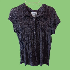 Calvin klein lace stretch short sleeves blouse size small gray color